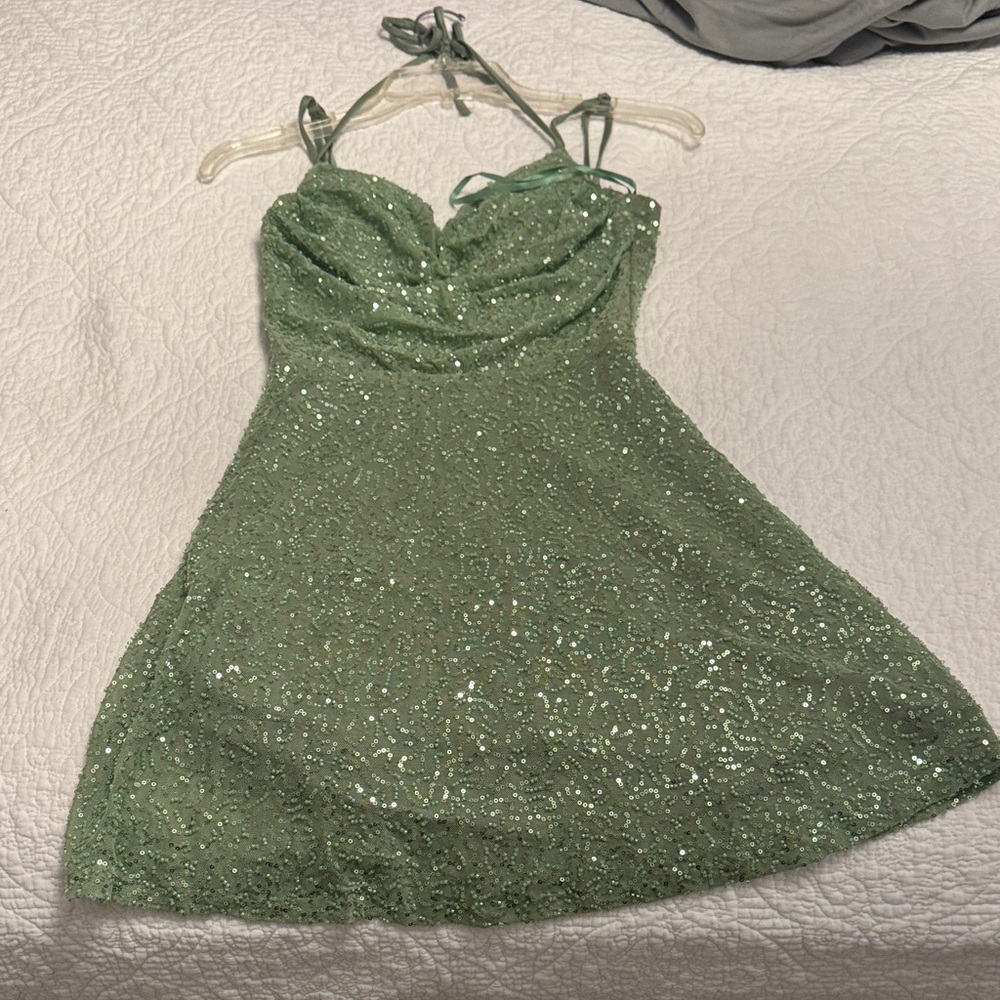 Windsor Green Sequin Backless Dress